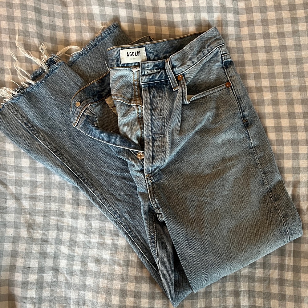 Agolde Riley Crop Denim Jeans - Picture 2 of 6